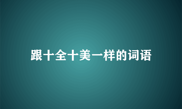 跟十全十美一样的词语
