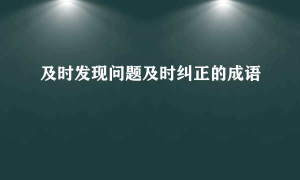 及时发现问题及时纠正的成语