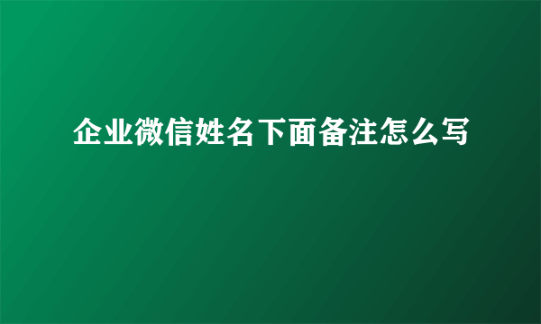 企业微信姓名下面备注怎么写