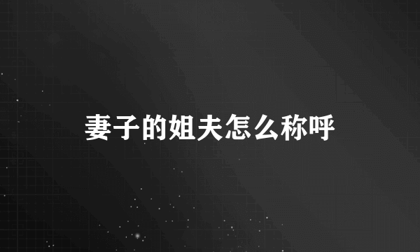 妻子的姐夫怎么称呼