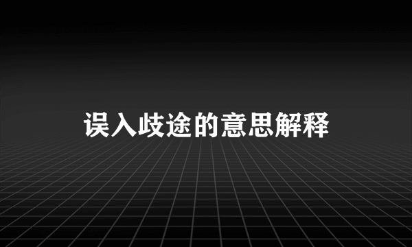 误入歧途的意思解释