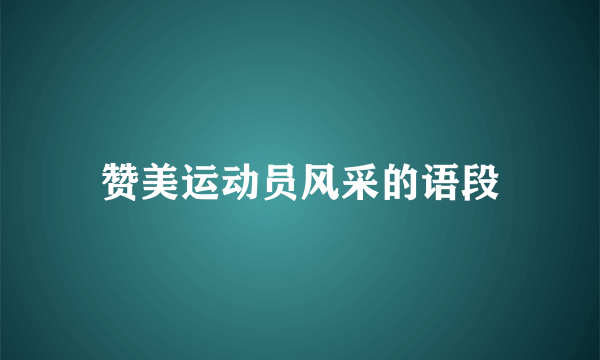 赞美运动员风采的语段