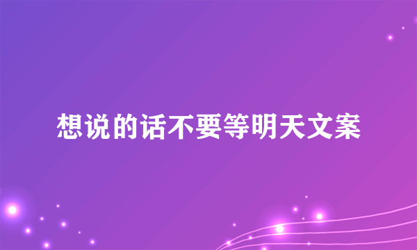 想说的话不要等明天文案