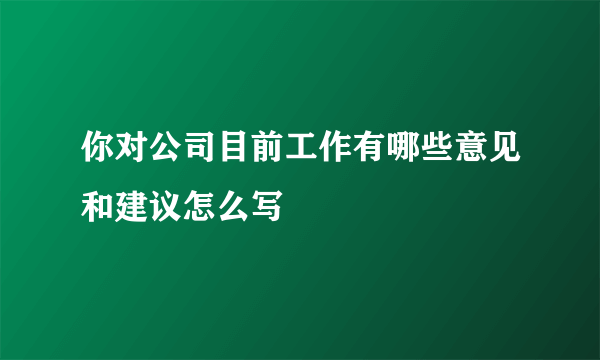你对公司目前工作有哪些意见和建议怎么写