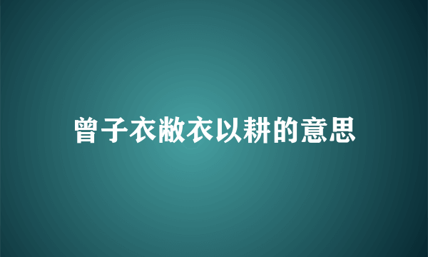 曾子衣敝衣以耕的意思