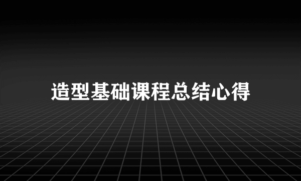 造型基础课程总结心得
