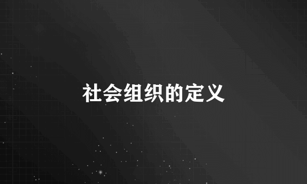 社会组织的定义