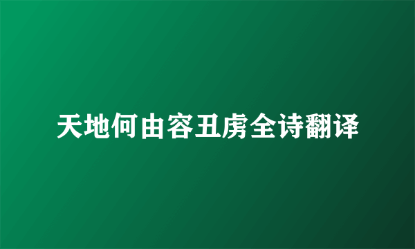 天地何由容丑虏全诗翻译