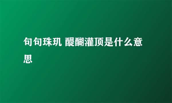 句句珠玑 醍醐灌顶是什么意思