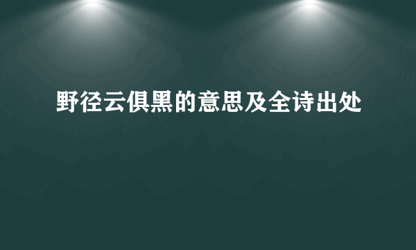 野径云俱黑的意思及全诗出处