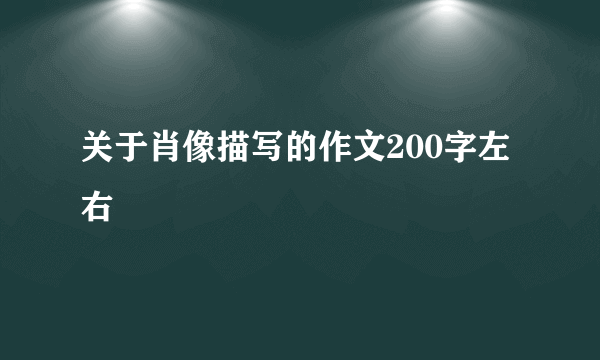 关于肖像描写的作文200字左右