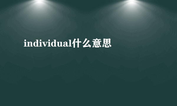 individual什么意思
