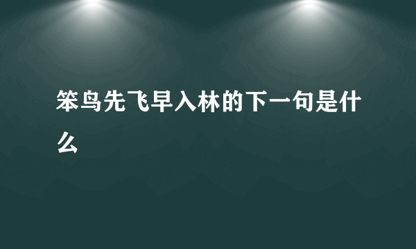 笨鸟先飞早入林的下一句是什么