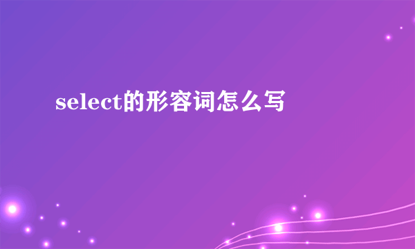 select的形容词怎么写
