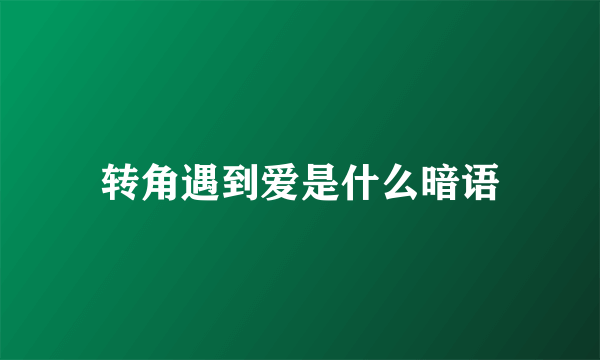转角遇到爱是什么暗语