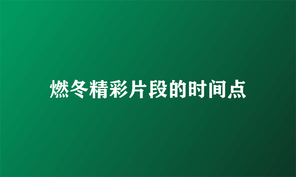 燃冬精彩片段的时间点