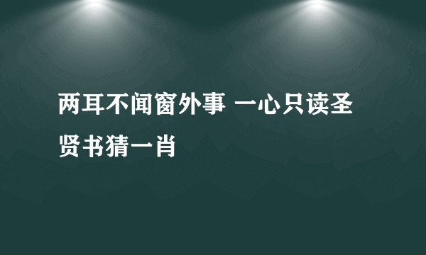 两耳不闻窗外事 一心只读圣贤书猜一肖