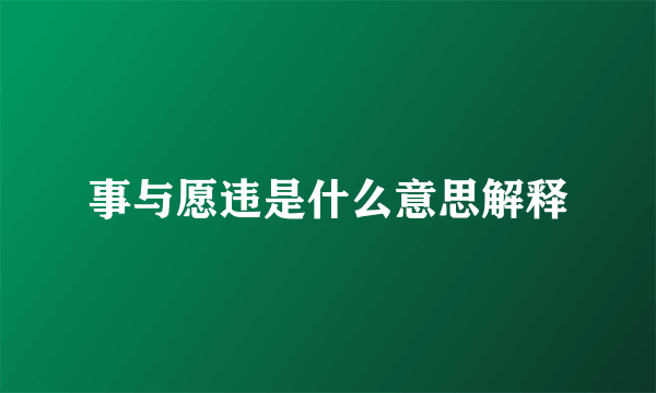 事与愿违是什么意思解释