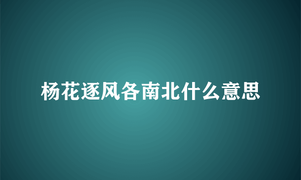 杨花逐风各南北什么意思