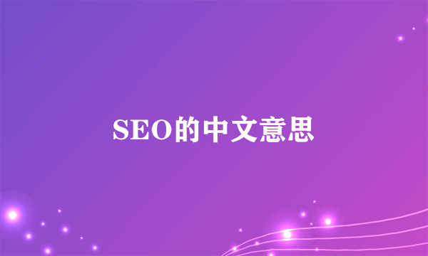 SEO的中文意思