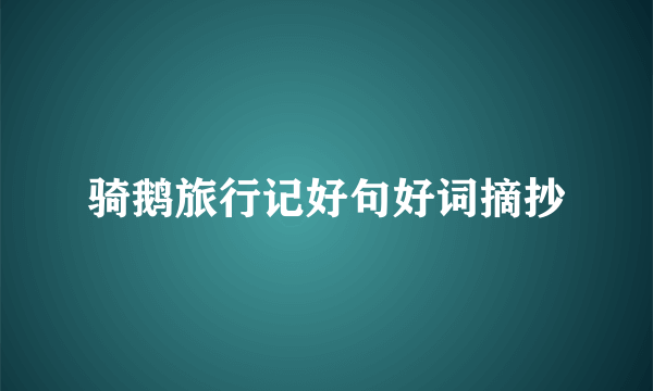 骑鹅旅行记好句好词摘抄