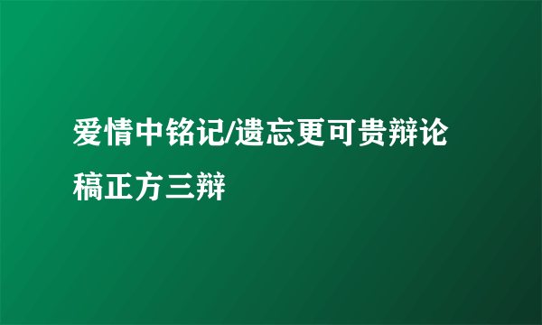 爱情中铭记/遗忘更可贵辩论稿正方三辩