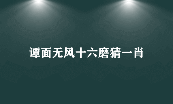 谭面无风十六磨猜一肖
