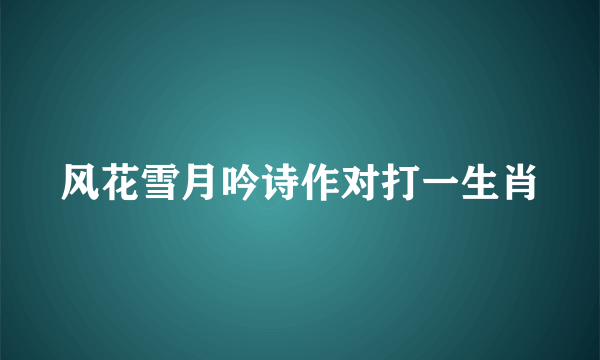 风花雪月吟诗作对打一生肖