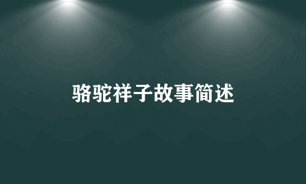 骆驼祥子故事简述