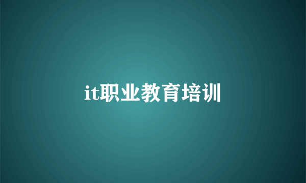 it职业教育培训