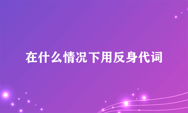 在什么情况下用反身代词