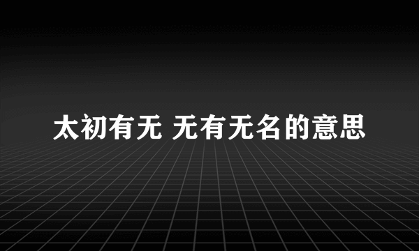 太初有无 无有无名的意思
