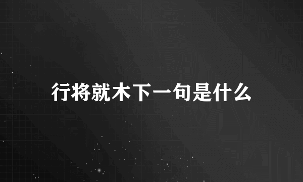 行将就木下一句是什么
