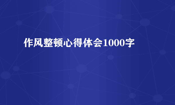作风整顿心得体会1000字