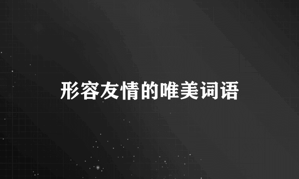 形容友情的唯美词语