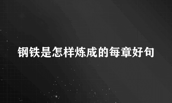 钢铁是怎样炼成的每章好句
