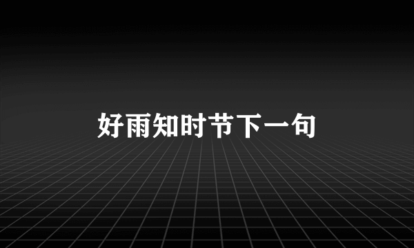 好雨知时节下一句