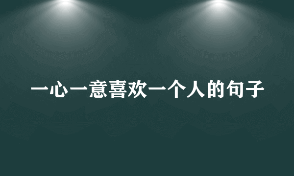 一心一意喜欢一个人的句子