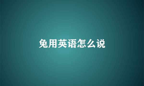 兔用英语怎么说