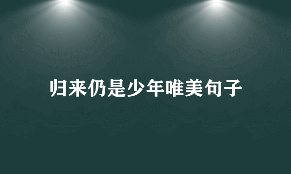 归来仍是少年唯美句子