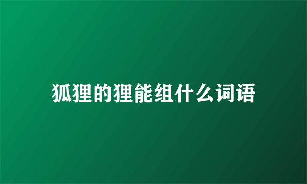 狐狸的狸能组什么词语