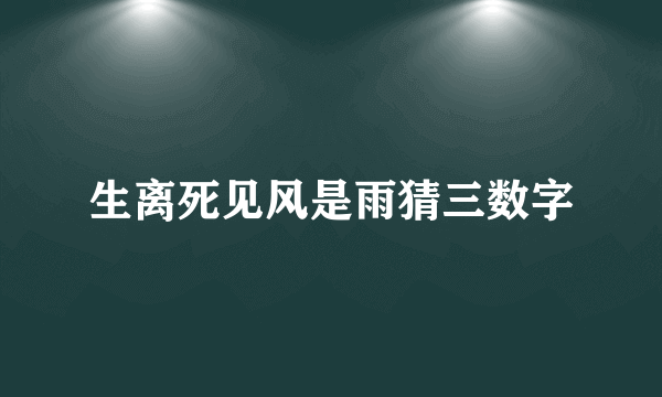 生离死见风是雨猜三数字