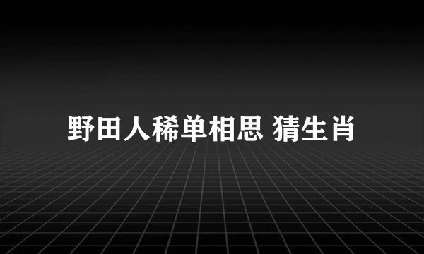 野田人稀单相思 猜生肖