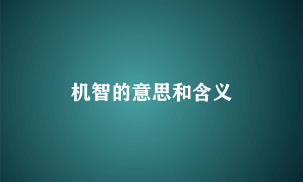 机智的意思和含义