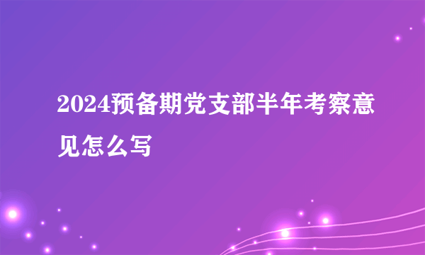 2024预备期党支部半年考察意见怎么写