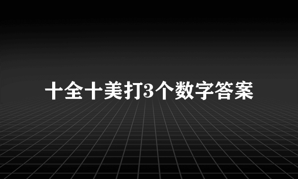 十全十美打3个数字答案