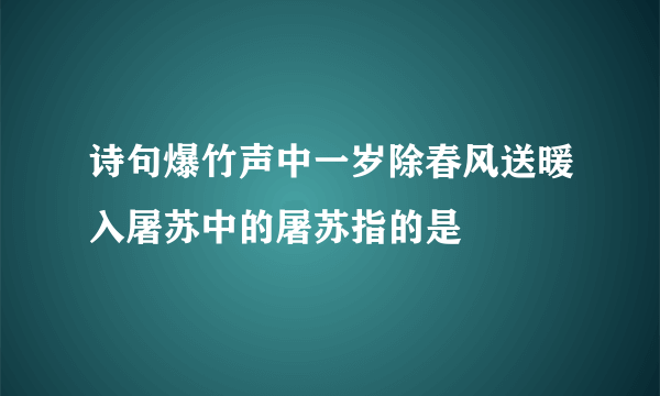 诗句爆竹声中一岁除春风送暖入屠苏中的屠苏指的是