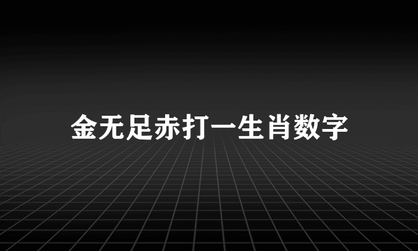 金无足赤打一生肖数字