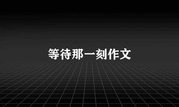 等待那一刻作文
