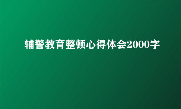 辅警教育整顿心得体会2000字